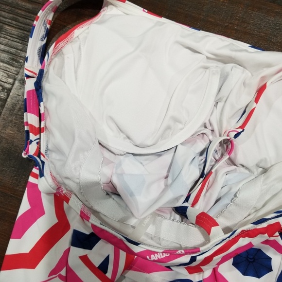 Lands' End Classic Cobalt Beach Umbrella Square Neck Tankini - Picture 8 of 9